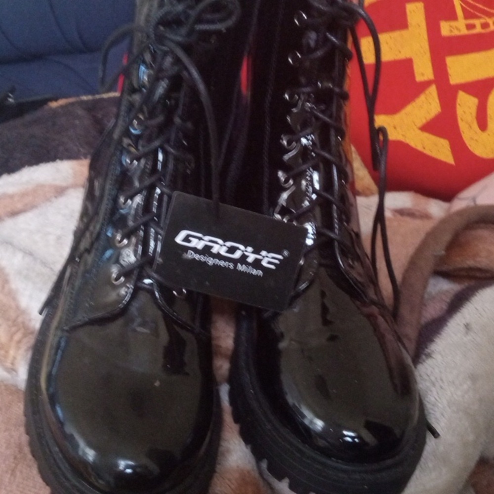 Patent leather boots